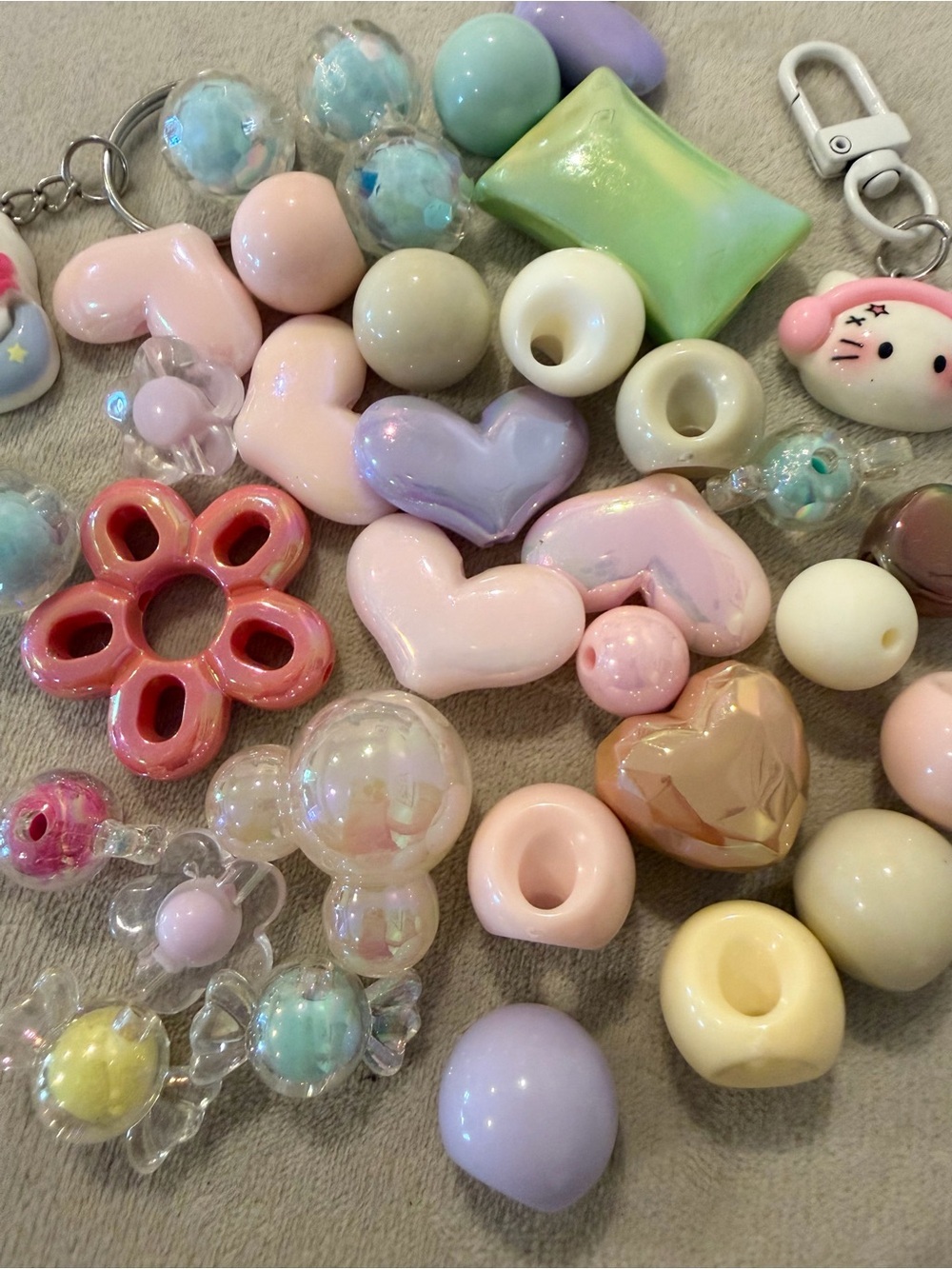 Assorted Pastel Beads for DYI Bag Charms Phone Charms Lot #2 - Picture 4 of 5